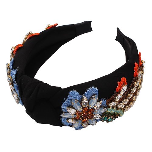 Yusier Baroque Rhinestone Crystal Hairband, Hair Hoop for Women, Embroidered Hair Band, Exquisite Hair Accessories, Available in 5 Colors, 1 Count (Pack of 1), Black