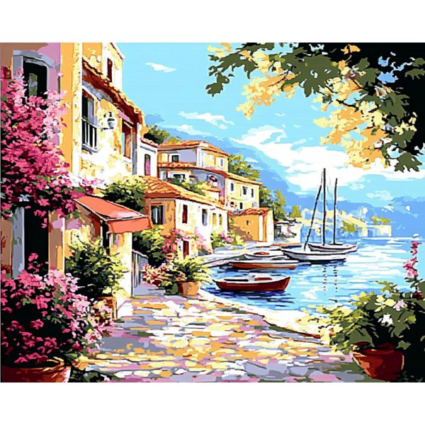 Maomaomi Paint by Numbers DIY Acrylic Painting Kit for Kids & Adults Beginner – 16" Wx12 L Silent Harbor Pattern