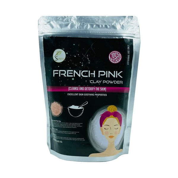 SVATV French Pink Clay | Montmorillonite Powder | Rose Clay | Hydrating & Rejuvenate Skin care Powder | Natural Face Mask | Used For Soap Making - 227 Gram, Half Pound, 8 Ounce.