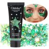 Gl-Turelifes Face Body Glitter Gel Sequins for Eyes, Lips,Hair, Nail, Face and Body - Mermaid Flakes Chunky Glitter Festival Accessory 30ml (#01 Green)