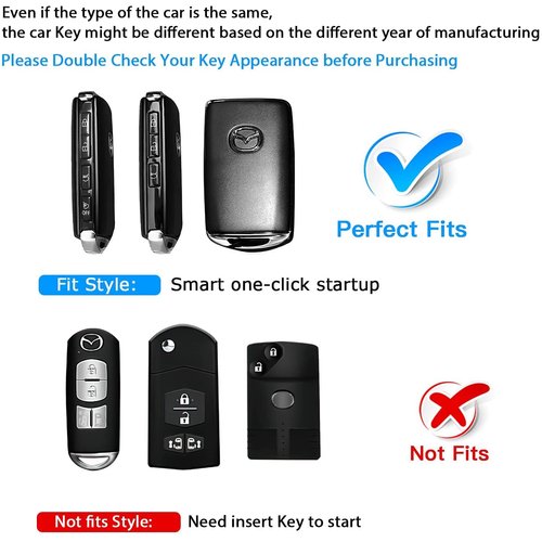 QBUC for Mazda Key Fob Cover,Soft TPU Protector Key Holder with Keychain for 2019-2021 Mazda 3,for Mazda 3 Hatchback,for 2020-2021 Mazda CX-5,CX-30,CX-9,CX-12 3-4-Buttons Smart Key(Black)