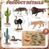 Jexine 25 Pack Desert Animals Figurines Set Model Trees Kit Desert Diorama Supplies Animals Figures with Tree and Cactuses Figurines Resin Insects for Kids Birthday Party Favors School Projects