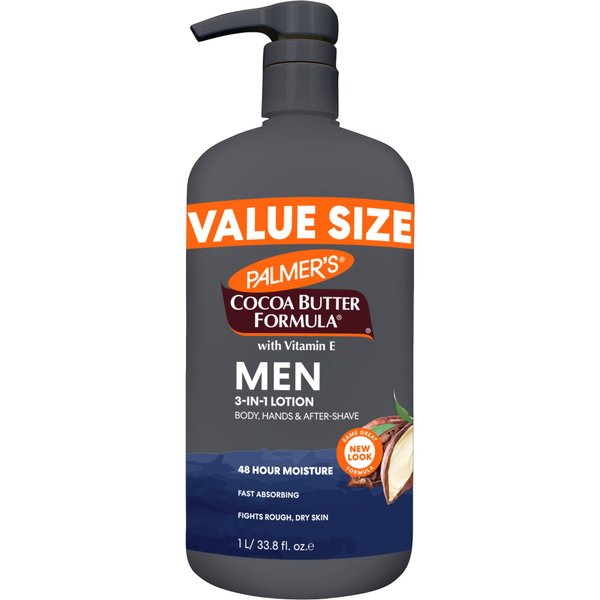 Palmer's Cocoa Butter Formula Men's 3-in-1 Fast Absorbing Face & Body Lotion for Dry Skin, 33.8 oz.