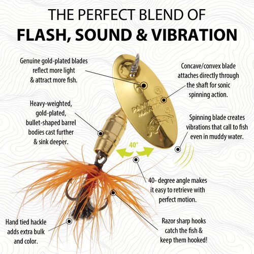 Panther Martin PMF_2_GO Deluxe Dressed Fly Spinning Fishing Lure - Gold/Orange - 2 (1/16 Oz)