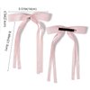 Parcce 4 PCS Pink Hair Ribbon Bows For Hair Clips With Long Tail for Women Girl Teens Kids, Solid Holder Fashion Bow Bowknot Hair Accessories Headwear Barrettes Claw(Pink&White)