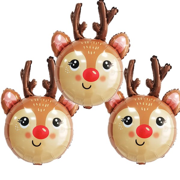 Reindeer Balloons Christmas Balloons Reindeer Head Foil Balloons for Christmas-Themed Party Birthday Party Supplies Decorations Party Decorations Balloons Party Sets-3pcs