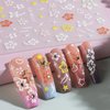 Spring Flower Nail Stickers, 4 Sheets 5D Hibiscus Nail Art Stickers Decals Embossed White Pink Elegant Floral Petal Wavy Line Strip Tropical Leaf Nail Supplies for Women Spring Nail Design Decoration