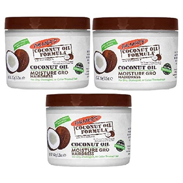 Palmers Coconut Oil Moisture Gro Hairdress Jar 5.25 Ounce (155ml) (Value Pack of 3))