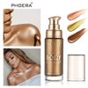 PHOERA High Gloss Waterproof Body Luminizer Glitter Face Shimmer Moisturizer Lotion Tan Cream Foundation Makeup Bronzer AQUAPURITY (103 Glistening Bronze)
