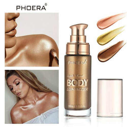 PHOERA High Gloss Waterproof Body Luminizer Glitter Face Shimmer Moisturizer Lotion Tan Cream Foundation Makeup Bronzer AQUAPURITY (103 Glistening Bronze)