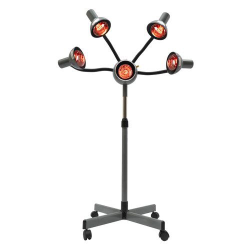 BFDIEEM 750W Infrared Heat Lamp Red Light, 5 Head Infra Red Lamp Portable Floor Hair Dryer Stand Up Color Processor Styling Perming Dryer Accelerator,Grey,110V