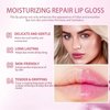 Color Changing Lip Gloss, Pink Tinted Lip Plumper Serum - Natural Moisturizing Balm for Repair, Hydration & Fine Line Reduction，Pink Lip Serum