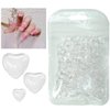 qiipii 300pcs Transparent Heart Nail Charms, 3D Mixed Size Cute Love Hearts Rhinestones Flat Resin Crystal Clear Diamonds Nail Art Supplies Nail Decoration Accessories for Acrylic Nails Crafts DIY