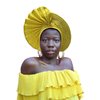 Nigerian for Women Turban Head Wrap African Gele Headties Femme Handmade Sewing Fashion Head Tie for Party (Yellow)