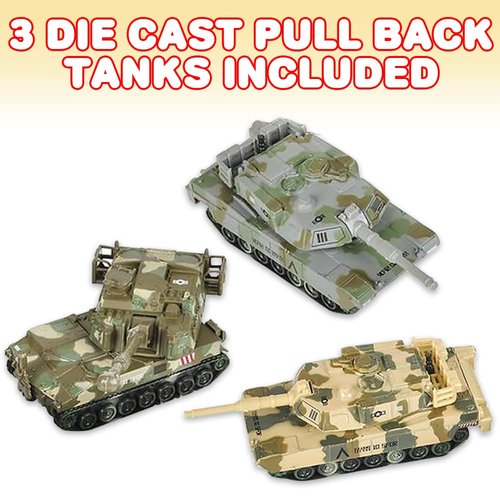 ArtCreativity Pull Back Tank Toys, Set of 3, Diecast Tank Military Toys in Camouflage Colors, Army Toys for Boys and Girls with a Pullback Motion, Gifts and Army Party Favors for Kids