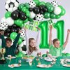 11th Birthday Soccer Balloons Arch,11th Soccer Garland Kit with Green Number 11 Balloon Football Balloons Soccer Mylar Foil Balloons for Boys Kids 11th Birthday Soccer Theme Party Decorations