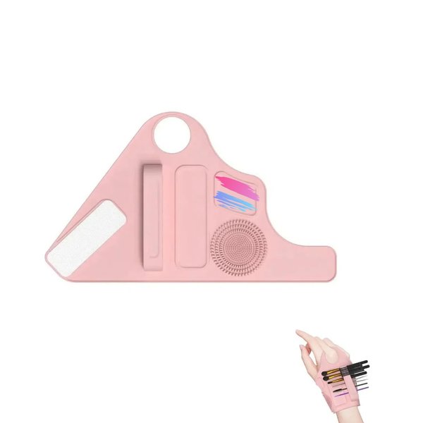 Makeup Mixing Palette Wrist Strap.Makeup Hand Palette with Makeup Brush Storage,Silicone Makeup mixing tray