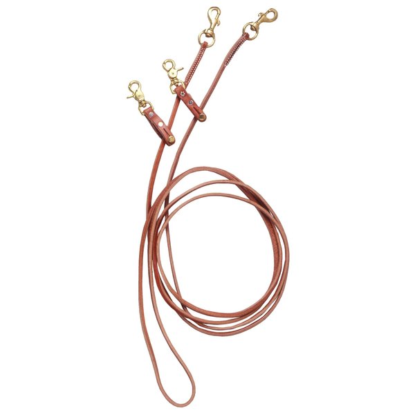 Tough 1 Royal King Leather Pulley Draw Reins 5/8" x 8 1/2', Brown