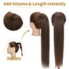 SEGO Ponytail Extension Human Hair Real Human Hair Clip In Wrap Around Long Straight Ponytail With Magic Paste Pony Hairpieces for Women -22 Inch 95g 4 Medium Chocolate Brown