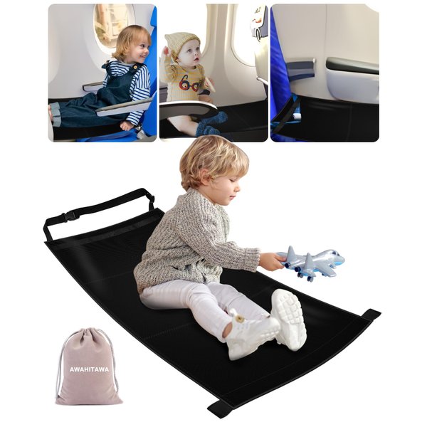 AWAHITAWA Toddler Travel Bed, Airplane Travel Essentials Kids, Portable Toddler Bed, Baby Airplane Travel Cot Accessories, Airplane Must Haves for Toddlers