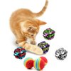 Allazone 35 PCS Cat Toys Balls Set, 7 Style Pompoms Kitten Toy Paper Balls Thread Ball, Foam Balls for Cats Colorful Rainbow Ball, Interactive Cat Toy for Cats to Play, Training