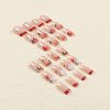 BFY Fall Press on Nails Short Square Red French Fake Nails, Red Orange Flowers Acrylic Nails Tip, Shiny Natural Fit Glossy Manicure Stick on Nails with Glue, False Nails Kit 12Sizes 24Pcs