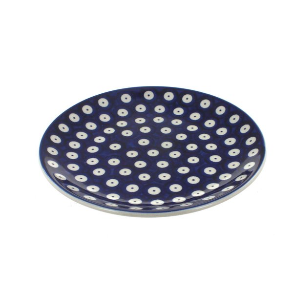 Blue Rose Polish Pottery Dots Dessert Plate