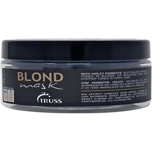 TRUSS Blond Mask - Hydrating Blonde Hair Mask + Purple Toner for Brassy Hair - Neutralizes Orange + Yellow Tones on Blonde, Bleached + Gray Hair - (6.35 oz)
