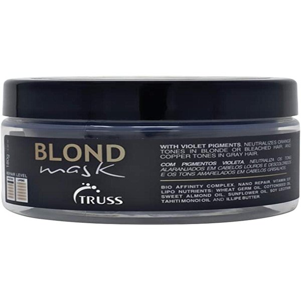 TRUSS Blond Mask - Hydrating Blonde Hair Mask + Purple Toner for Brassy Hair - Neutralizes Orange + Yellow Tones on Blonde, Bleached + Gray Hair - (6.35 oz)
