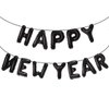 Black Happy New Year Balloons, 16 Inch Happy New Year Foil Letter Balloons, 2025 New Years Decorations for New Years Eve Party Supplies 2025 New Years Eve Décor