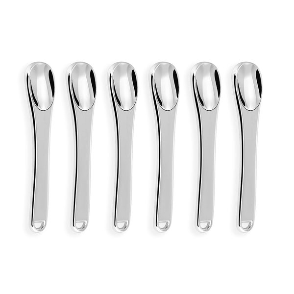 KOIBITO 6 Pack Metal Makeup Spatula, Mini Skin Care Product Aplicator, Metal Spoon, Beauty Scoop for Facial Cosmetic(Silver)