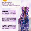 Long Braided Bubble Colored Hair Extensions, 25 Inches Bubble Kinky Rave Straight Ombre Lantern Braid Extension with Hair Tie Hairpieces for Girls Daily Wear