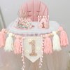Boho Daisy Highchair Banner 1st Birthday Girl For First Party Decorations Set With Handmade Cake Topper Crown Hat