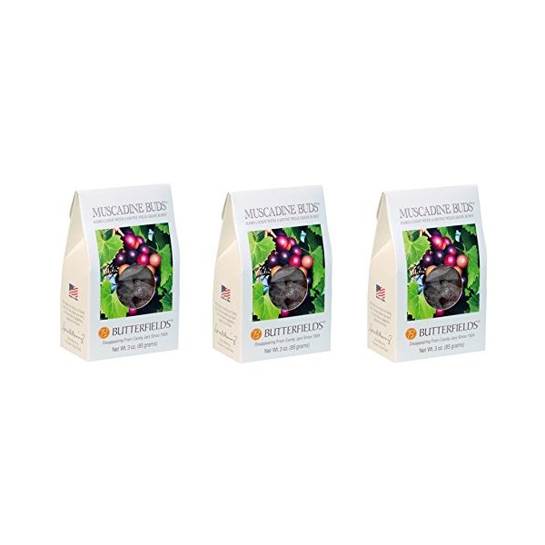 Butterfields Muscadine Merlot Buds Hard Candy 3 Ounce (Pack of 3)