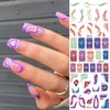 Colorful Stripes Nail Stickers 36 Sheets Rainbow Nail Stickers Water Transfer Nail Decals Rainbow Geometric Pride Curve French Nail Stickers for Acrylic Nails Watermark Nail Art Designs