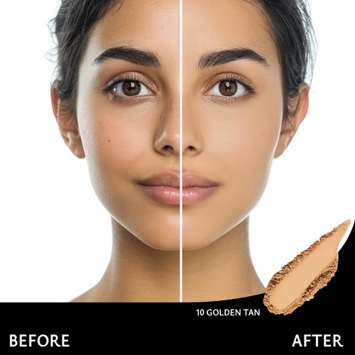 Khasana Face Pressed Powder, Dual Wet & Dry Foundation, Apply Wet for Maximum Coverage or Dry for Light Finishing & Touchup, Matte & Poreless, Setting Makeup, Flawless Finish, Shine-Free #10 Golden
