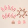 RikView Pink Press on Nails Medium Fake Nails with Swirls Design Almond Acrylic Nails Glossy Full Cover Nails