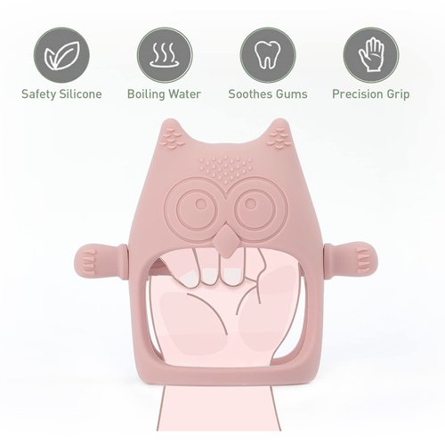 Drop Resistant Silicone Baby Teether Toy for 3+ Month Infants, Baby Chew Toy for Sucking Needs, Hand Pacifier for Breast Feeding Babies, BPA Free (Dusty Lilac)