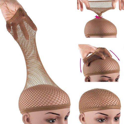 Dreamlover Mesh Wig Cap for Women, Hair Net for Halloween Wig, Wig Cap for Long Hair, Brown, 2 Pieces