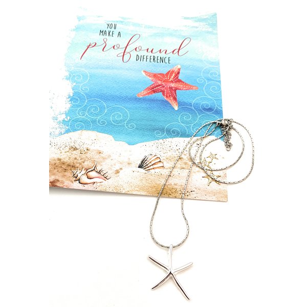 Smiling Wisdom - Starfish Story You Make A Profound Difference Greeting Card and Starfish Keepsake Gift Set - Women (Simple Starfish)