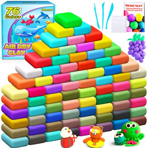 YOPINSAND Air Dry Clay 76 Colors, Modeling Clay for Kids, DIY Molding Magic Clay, Gift for Kids