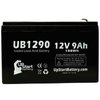 Replacement for Dynavolt 6FM65 Battery - Replacement UB1290 Universal Sealed Lead Acid Battery (12V, 9Ah, 9000mAh, F1 Terminal, AGM, SLA) - Includes Two F1 to F2 Terminal Adapters