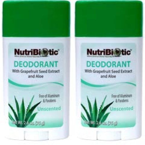 NutriBiotic Unscented Deodorant (Pack of 2) with Witch Hazel Extract, Grapefruit Seed Extract and Aloe Vera Gel, Vegan, Aluminum and Paraben free, 2.6 oz.