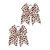 Leopard Cheer Bow For Girls Cheetah Ponytail Holder Bowknot Leopard Bow Hair Ring Tie PHB01 (2 Pcs-Set)