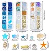 3 Boxes 3D Mixed Ocean Theme Nail Art Rhinestones Accessories Summer Beach Shell Starfish Conch Sea Series Sequin Nail Art Charms with Tweezers for DIY Nail Art Designs Manicure Decoration