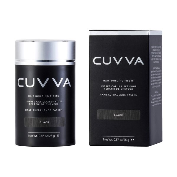 Hair Building Fibers by CUVVA for Fine & Thinning Hair (BLACK) - Thicker Looking Hair in 15 Seconds - 10 Different Shades for Men & Women - 0.87oz