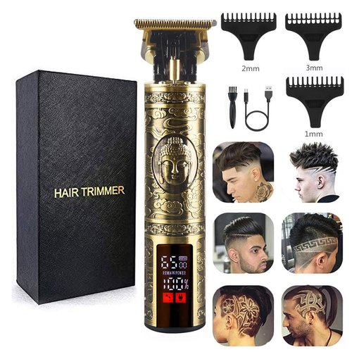 XASMA Professional Hair Clippers for Mens Zero Gapped Cordless Hair Trimmer Professional Haircut & Grooming Kit for Men Rechargeable LED Display (LED-FO)