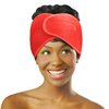 DONNA DELUXE FOAM MESH WRAP OLIVE + VITAMIN E TREATED, Curly Hair Care Essentials Face Wash, Makeup, and Headband for Women, 1PC RED COLOR