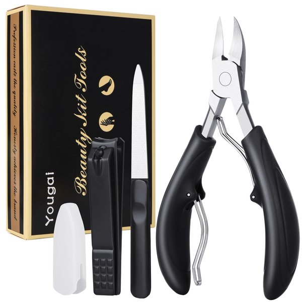 Mens Stocking Stuffers Toe Nail Clippers for Thick & Ingrown Toenails,Professional Podiatrist Toenail Nipper for Seniors with Nail Clippers and Nail File,Super Sharp Curved Blade Grooming Tools Set