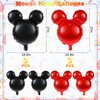 6 Pcs Mouse Head Balloons, 24'' Mouse Mylar Balloon Jumbo Mouse Head Aluminum Foil Balloons for Birthday Party Decorations Baby Shower Supplies Party Favors (BlackRed)